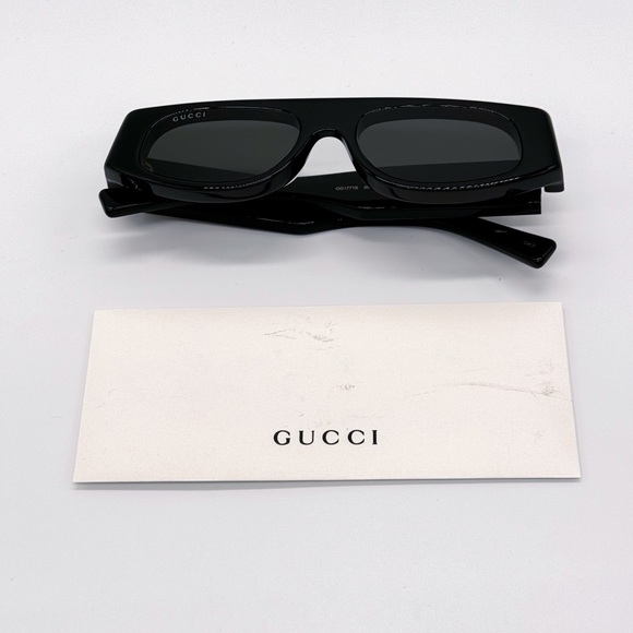 NEW GUCCI GG1771S 001 GEOMETRIC BLACK GREY WOMEN SUNGLASSES GUCCI - Picture 12 of 13